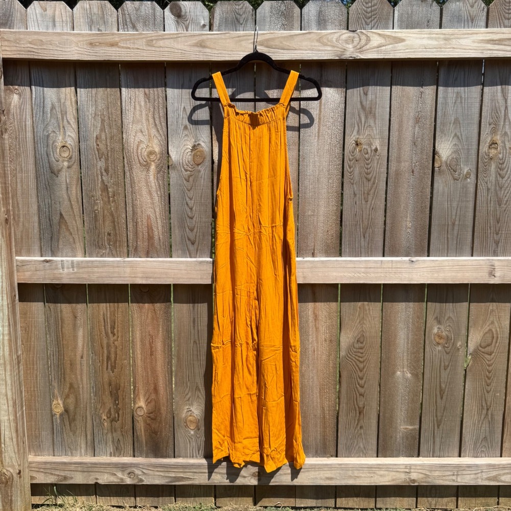 Wild Fable Mustard Yellow Wide Leg Sleeveless Jumpsuit Size M Boho Casual